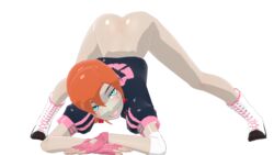 all_fours ass ass_up bare_legs boots bottomless female female_focus female_only fingerless_gloves functionally_nude functionally_nude_female jack-o_pose jacket jackochallenge knjsufw light_blue_eyes looking_at_viewer mikumikudance nora_valkyrie open_mouth open_smile orange_hair pose posing rwby sleeves smile solo stretching teal_eyes top-down_bottom-up transparent_background