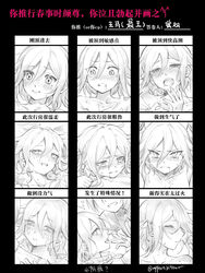 2boys ^^^ angry arms_up bangs blush chart closed_eyes collarbone commentary_request cum danganronpa danganronpa_v3 ewa_(seraphhuiyu) expression_chart expressions face facial femboy gay girly greyscale hair_between_eyes hair_ribbon highres looking_at_viewer male male_focus male_only medium_hair monochrome multiple_boys multiple_views open_mouth ouma_kokichi profile ribbon saihara_shuuichi saliva short_hair smile solo solo_focus straight_hair tears tongue tongue_out translation_request yaoi