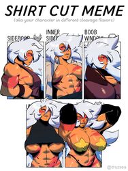 abs alien alien_girl armpits arms_behind_back arms_behind_head arms_up big_breasts breasts female gem_(species) huge_breasts jasper_(steven_universe) jayecho looking_at_viewer meme muscular_female seductive shirt_cut_meme sideboob smile steven_universe