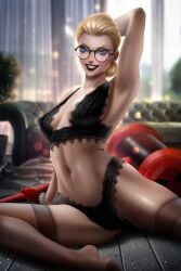 ayyasap batman:_the_animated_series batman_(series) black_bra black_lingerie black_panties blonde_hair dc dc_comics dcau dr._harleen_quinzel harleen_quinzel harley_quinn harley_quinn_(dcau) lingerie panties the_new_batman_adventures underwear