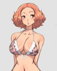 1girls big_breasts bikini cleavage female haru_okumura large_breasts orange_hair persona persona_5 short_hair simmsy solo