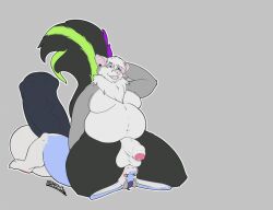 animated anthro attribute_theft ball_stealing ball_theft chubby futanari hyper hyper_penis male muffled obese overweight penis_theft stomach tail_maw uncut zigzagmag