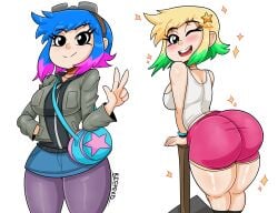 big_ass bmayneart multicolored_hair pink_shorts ramona_flowers scott_pilgrim tagme thick_thighs