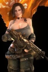 1girls 2023 3d 3d_(artwork) alternate_ass_size alternate_breast_size big_ass breasts_bigger_than_head breasts_bigger_than_torso brown_hair bulletstorm cleavage clothed clothed_female electronic_arts epic_games female female_human female_only female_solo fingerless_gloves gigantic_breasts gloves gun hair_over_one_eye holding_gun holding_object holding_weapon hourglass_figure huge_breasts human human_female human_only large_ass looking_at_viewer pants people_can_fly small_waist solo solo_female thick_thighs thin_waist top_heavy trishka_novak upper_body vaako wasp_waist weapon wide_hips