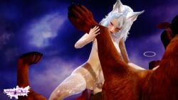 3d animal_humanoid bestiality big_breasts canine cat_tail cowgirl_position dog erect_penis erection female_on_feral feral_on_female fox_ears fox_girl fox_humanoid foxgirl insertion kuuri long_hair nude nude_female penis_in_pussy riaykuras_playground sex tail vaginal_sex whisker_markings white_hair white_hair_female zoophilia