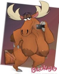 anthro anthro_only antlers anus ass becky_the_moose_(johnny_bravo) big_breasts big_nipples breasts butt_grab cartoon_network deer electronics female genitals hand_on_butt heart_(marking) hi_res holding_object holding_phone honeymono hooves horn hybrid johnny_bravo_(series) looking_at_viewer mammal moose new_world_deer nipples phone pussy rasied_tail selfie smile smiling_at_viewer solo spread_butt spreading