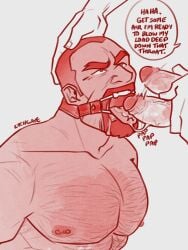 balls blush boner dickgate erection facial_hair gabriel_reyes gay hand_on_head jack_morrison lychgate male male_only monochrome muscles muscular nude open_mouth open_mouth_gag overwatch overwatch_2 penis penis_on_tongue reaper soldier_76 speech_bubble tongue_out