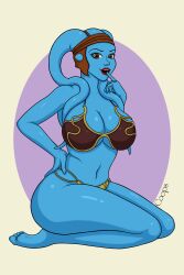 1girls aayla_secura alien_girl bare_legs barefoot big_breasts bikini blue_body bra breasts brown_eyes cleavage elfo42xd eyes feet female female_only femsub finger_to_mouth full_body hand_on_hip happy headgear jedi kneeling lips lipstick looking_at_viewer midriff open_eyes open_mouth pinup pose purple_background red_lipstick side_view simple_background slave slave_bikini slave_outfit solo star_wars submissive tagme tentacle_hair twi'lek watermark willing_sub