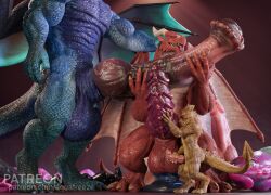 anthro aquafreeze balls big_balls big_penis dragon genitals group huge_balls huge_cock hyper hyper_balls hyper_genitalia hyper_penis kag_(aquafreeze) knot kobold male male/male penis scales shard_(aquafreeze) size_difference trio vein veiny_penis wings