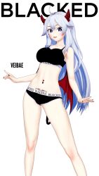 3d abused_paragon_(artist) blacked blacked_clothing commission female female_only horns indie_virtual_youtuber koikatsu midriff navel_piercing queen_of_spades solo solo_female succubus veibae virtual_youtuber white_background white_hair