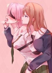 2girls bang_dream! blindfold chihaya_anon nagasaki_soyo tied_up tongue tongue_out