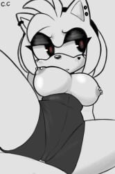 2d 2d_artwork amy_rose areola big_areola big_breasts black_and_white black_eyeshadow black_heart_on_the_cheeks blush breast_exposed champchidi clothing diadem eyelashes eyeshadow fangs female female_anthro female_focus female_furry female_only flushed flushed_face goth goth_girl gothic half-closed_eyes hedgehog hedgehog_humanoid large_breasts looking_at_viewer looking_down monochrome naked_female nipple_piercing nipples nude_female pussy pussy_lips pussy_visible_through_clothes red_eyes sega sonic_(series) sonic_the_hedgehog_(series) thick_legs thick_thighs thin_waist vagina