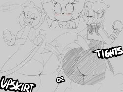 3girls amy_rose ass blaze_the_cat bodysuit bottom_heavy crop_top denizen1414 dress huge_ass panties sega sketch sonic_(series) sonic_the_hedgehog_(comics) sonic_the_hedgehog_(idw) sonic_the_hedgehog_(series) tangle_the_lemur tight_fit upskirt wink