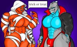 2boys anthro bara bara_tiddies bara_tits big_pecs bulge cum fat_thighs hourglass_figure huge_pecs humanoid imminent_sex inviting inviting_to_sex large_pectorals looking_at_viewer male male/male male_only manboobs massive_pecs muscular muscular_male muscular_thighs partially_clothed pecs precum thick_thighs xcomunit7