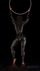 3d big_ass blender blender_(software) bodysuit dark-skinned_female dark_hair dark_skin female female_only fit_female hi_res highres leather_bodysuit long_hair muscular_arms muscular_female muscular_thighs overwatch overwatch_2 pharah pinup radmon222 self_upload simple_background solo_female thick_thighs