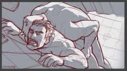 anal anal_sex balls dickgate eyes_rolling_back facial_hair gabriel_reyes gay jack_morrison lychgate male male_only monochrome muscles muscular nude overwatch overwatch_2 penis reaper sex soldier_76