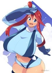 big_ass big_breasts female female_focus gym_leader massive_breasts pokemon pokemon_trainer skyla_(pokemon) thick tight_clothing toudori wide_hips