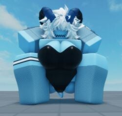 1girls 3d bunnysuit demon demon_girl demon_horns hecahhte looking_at_viewer roblox robloxian sole_female squatting tagme white_hair