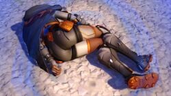 1girls 3d 3d_(artwork) activision ass_focus big_ass blizzard_entertainment female female_only illari_(overwatch) illari_quispe_ruiz latex latina league_gray league_gray_illari official_art overwatch overwatch_2 overwatch_league peruvian_female screencap shorts tapem8