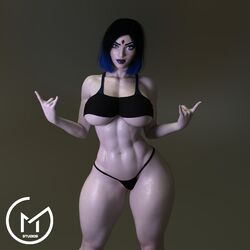 1girls 3d 3d_(artwork) abs breasts dc dc_comics devil_horns female female_only gm_studios goth pale-skinned_female pale_skin panties rachel_roth raven_(dc) solo teen_titans thick_thighs underwear voluptuous wide_hips