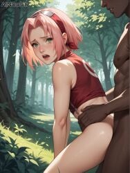 1boy1girl ai_generated ainoob17 anus ass dark-skinned_male female forced green_eyes interracial naruto naruto_(series) naruto_shippuden penis pink_hair sakura_haruno sex tagme vaginal_penetration vaginal_sex