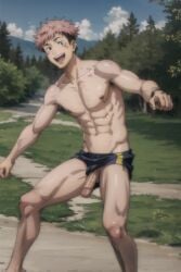 1male ai_generated dickslip gay itadori_yuuji jujutsu_kaisen solo underwear