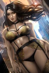 ayyasap batman_(series) black_panties bra brown_hair dc dc_comics lingerie panties talia_al_ghul underwear