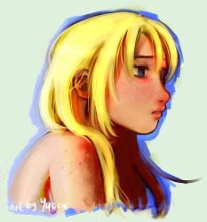 1girls astrid_hofferson blonde_hair blue_eyes dreamworks female female_only how_to_train_your_dragon light-skinned_female light_skin solo solo_female topless topless_female yucca