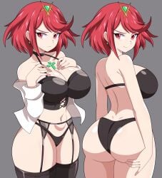 1girls abysswatchers ass big_breasts bikini breasts bubble_butt cleavage commission core_crystal dat_ass embarrassed female front_and_back hi_res hips huge_ass huge_breasts large_breasts light-skinned_female light_skin naughty_face nintendo panties pyra red_eyes red_hair short_hair short_red_hair skindentation smile thick_thighs thighhighs thighs wide_hips xenoblade_(series) xenoblade_chronicles_2