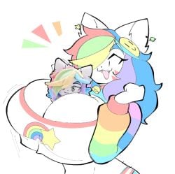 big_breasts boob_squish breasts busty_boy cleavage finley_(theycallhimcake) furry huge_breasts marketable_plushie plushie tagme theycallhimcake