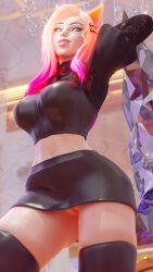 1girls 3d ahri blender blue_eyes child_bearing_hips dom3d female female_focus female_only fox_ears k/da_ahri k/da_all_out_ahri k/da_all_out_series k/da_series league_of_legends looking_at_viewer looking_down multicolored_hair pose posing riot_games smile smiling smiling_at_viewer smug solo solo_female solo_focus tagme thick_thighs thighs