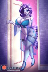 anthro ass big_ass big_breasts bikini breasts clothing corset embarrassed female female_only footwear friendship_is_magic hasbro hi_res high_heels intersex lingerie my_little_pony nightgown rarity_(mlp) solo solo_female tatemil thick_thighs thighhighs thighs topwear