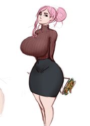 curvy female long_hair original original_character pink_hair shinyglute solo wide_hips