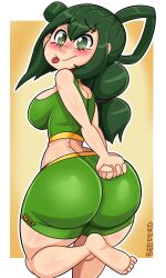 ass ass_focus big_ass blushing bmayneart green_eyes green_hair my_hero_academia tagme tsuyu_asui