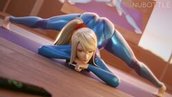 1girls 3d ass ass_up athletic athletic_female barefoot bodysuit bubble_butt dat_ass feet female female_focus female_only flexible hourglass_figure jack-o_pose metroid nintendo nubottle pose posing samus_aran solo wide_hips zero_suit zero_suit_samus