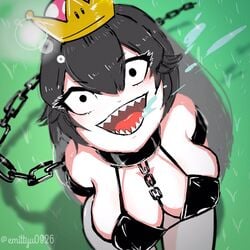 bikini_top breasts chain_chomp chained chompette emittyu0826 mario_(series) new_super_mario_bros._u_deluxe sharp_teeth