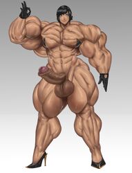 1futa balls big_penis bikini black_hair dickgirl extreme_muscles futa_only futanari gloves high_heels huge_muscles human hyper_muscles muscular muscular_futanari ok_sign penis saltychocolate3 short_hair standing