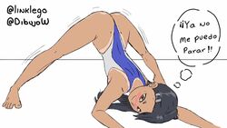 1girls animated ass ass_up athletic athletic_female black_hair blush brown_eyes bubble_butt dibujow female female_focus female_only flexible hayase_nagatoro hourglass_figure jack-o_pose linklego long_hair one-piece_swimsuit please_don't_bully_me,_nagatoro pose posing smile solo spanish_text swimsuit text video wide_hips