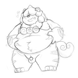 2021 96panda anthro anthrofied balls belly blush flaccid genitals growlithe hi_res hisuian_growlithe kemono male male_only navel nintendo overweight overweight_male penis pokémon_(species) pokemon pokemon_legends:_arceus sketch solo