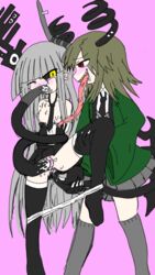 2girls clothing demon_girl doltaengi female funamusea hanten kurotsuno leg_grab mogeko_castle multiple_girls obsolete_dream panties_around_legs rape stockings tentacle vaginal