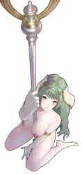 1girls bare_shoulders barefoot between_breasts blush collarbone elbow_gloves fire_emblem fire_emblem_echoes:_shadows_of_valentia fire_emblem_gaiden from_above gloves green_eyes green_hair joysjsj00 kneeling large_breasts long_hair looking_at_viewer looking_up naked_gloves nintendo nipples nude nude_female smile solo staff tatiana_(fire_emblem) transparent_background