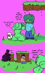 2021 4_legs chubby chubby_female comic creeper creeper_girl creepette enderman enderwoman green_body green_skin minecraft no_arms shortstack sleepyslut source_request zombie