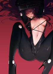 1girls bodysuit breasts breasts_out cameltoe nipples original original_character reroi tight_clothing zipper