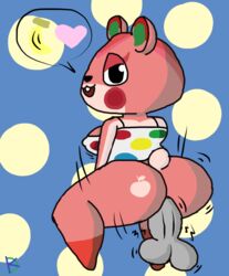 animal_crossing apple_(animal_crossing) disembodied_penis female_focus female_on_top klutzatdusk looking_at_viewer motion_lines nintendo riding seductive_look shortstack