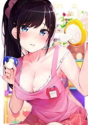 blurry_background bra breasts cleavage cream female female high_resolution pantsu rouka rouka_(akatyann) tagme underwear