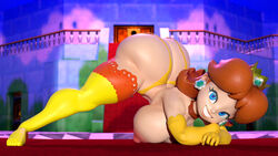 3d big_breasts big_butt blender_(software) blue_eyes brown_hair exposed_breasts jack-o_pose large_ass mario_(series) princess_daisy shocking_(artist) super_mario_64 super_mario_bros. underwear wallpaper