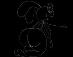 anthro ass big_breasts big_butt breasts floppy_ears looking_at_viewer looking_back_at_viewer mrmasskie on_knees rabbit smile thick_thighs vib-ribbon vibri