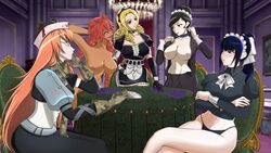 cz2128_delta laughing lupusregina_beta narberal_gamma overlord_(maruyama) sisters solution_epsilon strip_poker stripping yuri_alpha