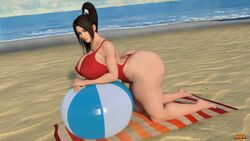 3d beach fatal_fury huge_ass huge_breasts king_of_fighters mai_shiranui snk superdougie swimsuit thick_thighs