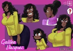 big_breasts big_butt black_hair blue_eyes curly_hair dark-skinned_female dark_skin estella_comics female female_only galilea_vazquez long_hair mannyestella milf mother mrestella thick_thighs